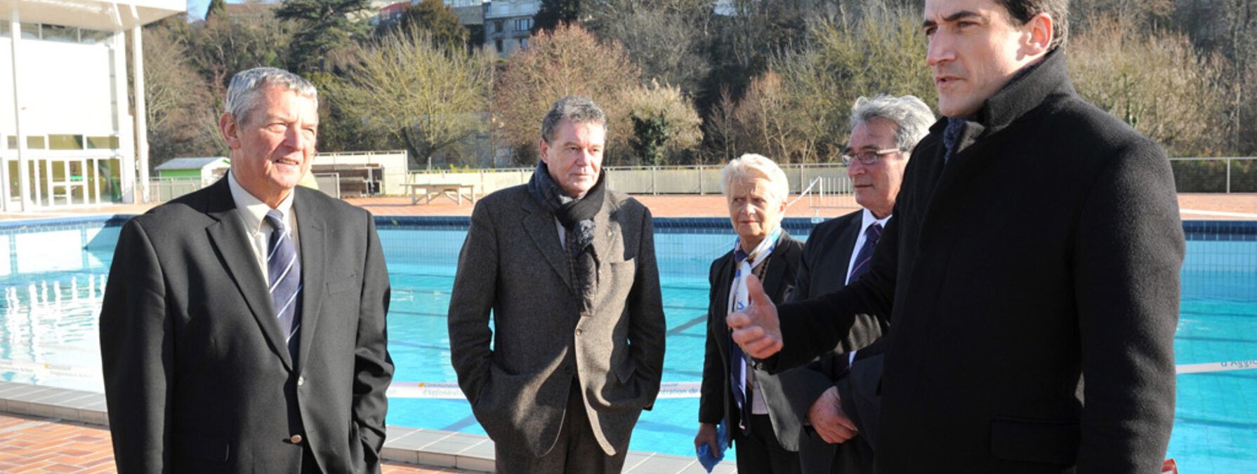 Francis Luyce, président de la Fédération de natation, Alain Baudin, vice-président de la CAN délégué aux sports d'eau, Jérôme Baloge, président de la CAN